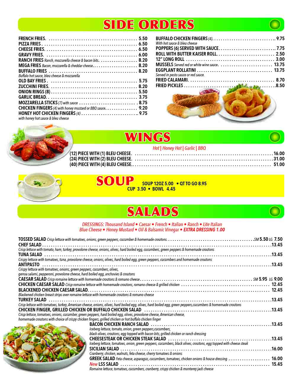 Sides - Wings - Salads